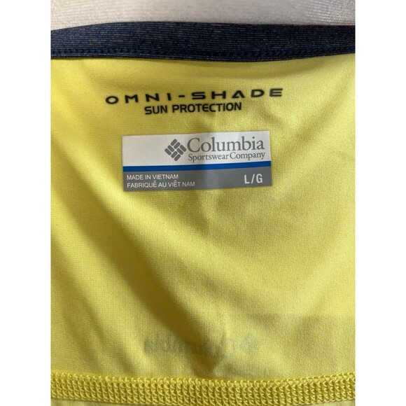 Columbia Omni-Shade Yellow W/ Mesh Hem.Exercise/Running Wm Sz Lg Elastic Straps. - Picture 9 of 9